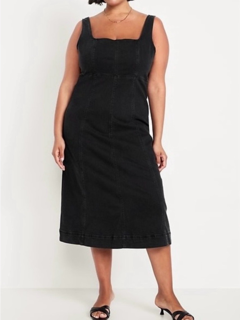 Black Denim Midi Dress